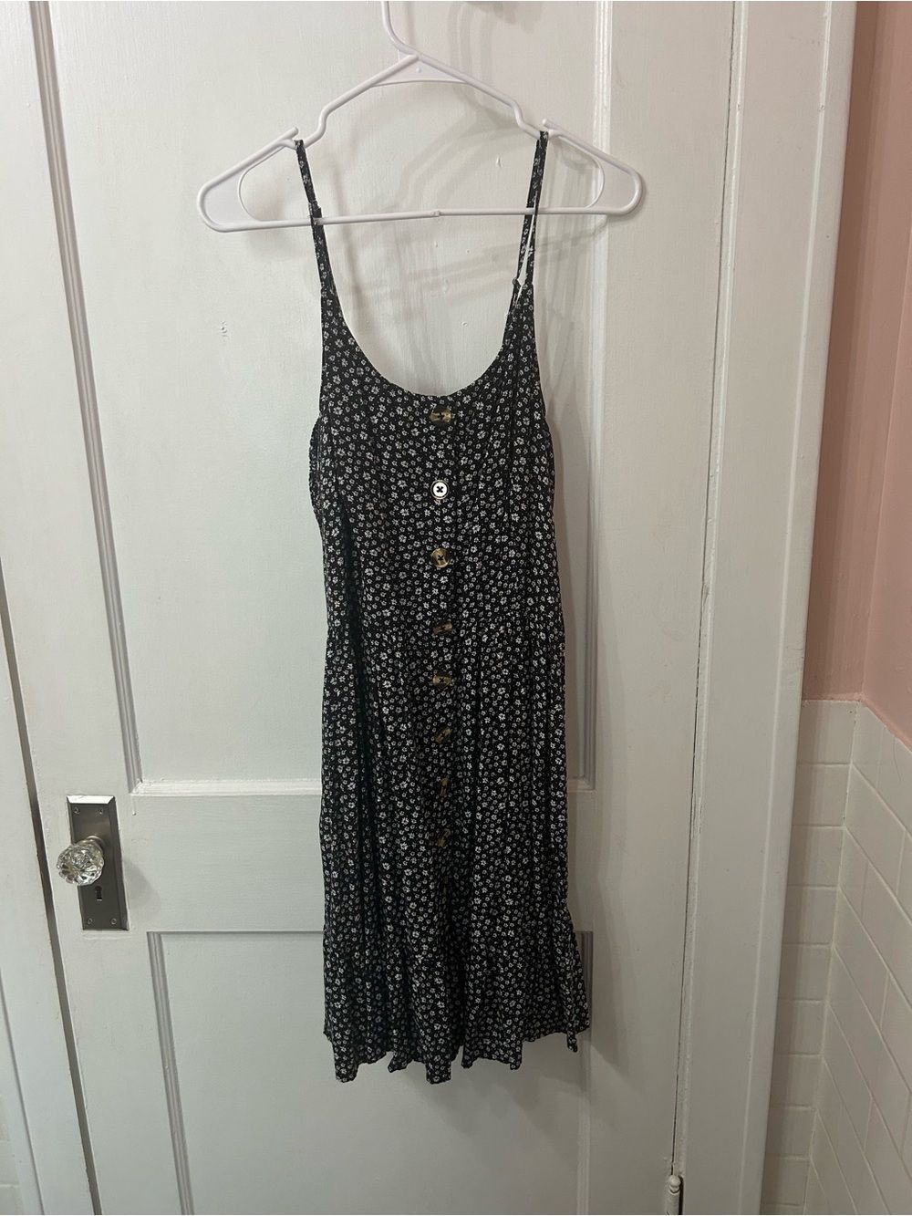 Japna Black Mini Dress with White Floral Print